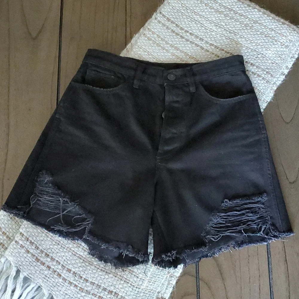3x1 Women's Black Blake High-rise Denim Shorts, 28